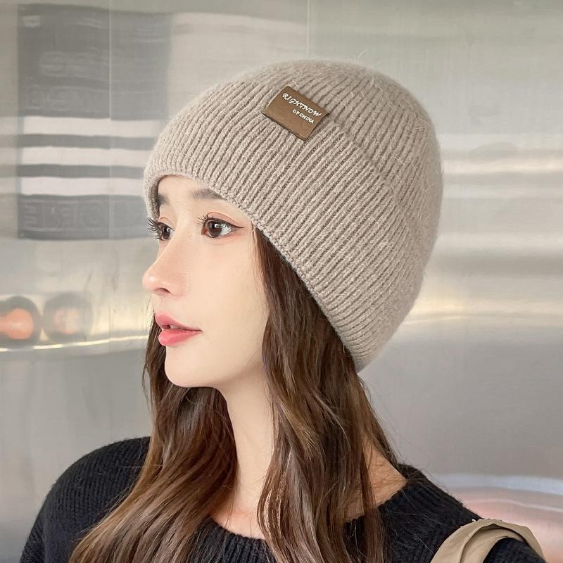 Thickened Knitted Wool Hat Women's Winter Warm Plush Pullover Hat Cold and Windproof Confinement Baotou Hat Cold Hat