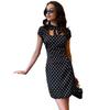 Spring and summer new retro Hong Kong style polka dot dress women's skirt European and American temperament commuting waist skirt