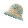 New Contrasting Color Star Big Brim Woven Straw Hat Women's Sunscreen Sunshade Sun Hat Beach Bucket Hat