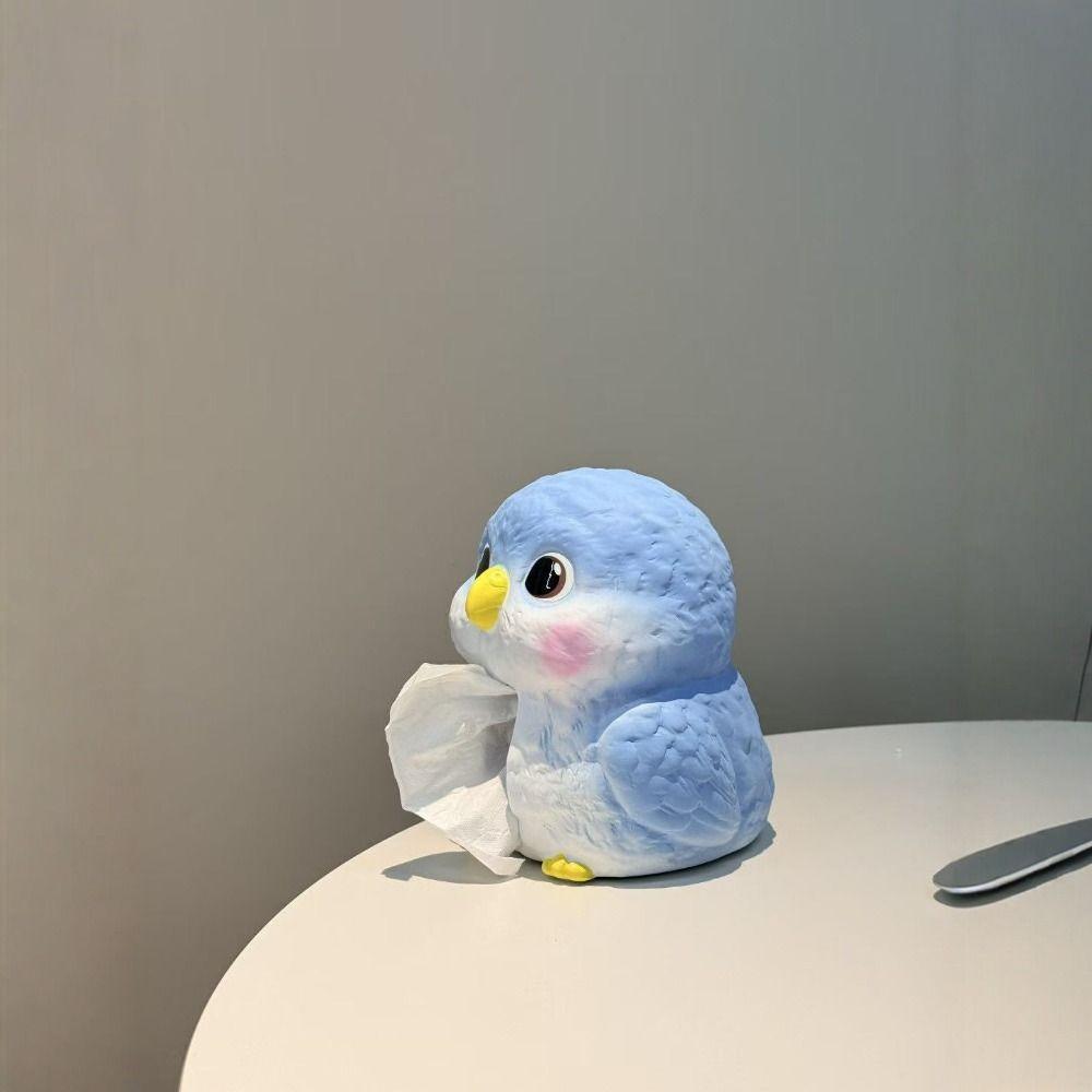 Cartoon Blue Bird Ceramic Tissue Box Creative Design Desktop Tissue Holder Housewarming Gift