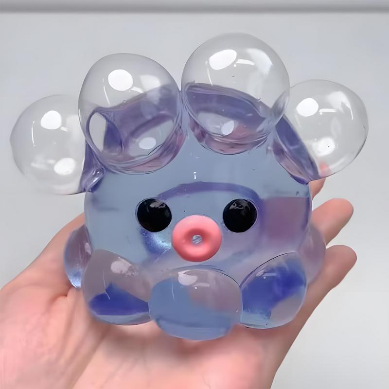 Octopus Squeeze Fidget Toy Rubber Clear Crystal Octopus Hand Relax Toy Homemade Bubble Hairstyle Game For Kids Adults Pinch Toy