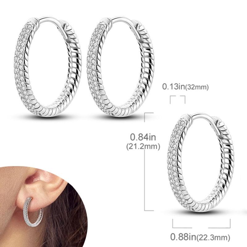 Original 925 Silver Hoops Earrings Zircon Pave Colourful Hoop Earrings For Women Fashion Jewelry Gift