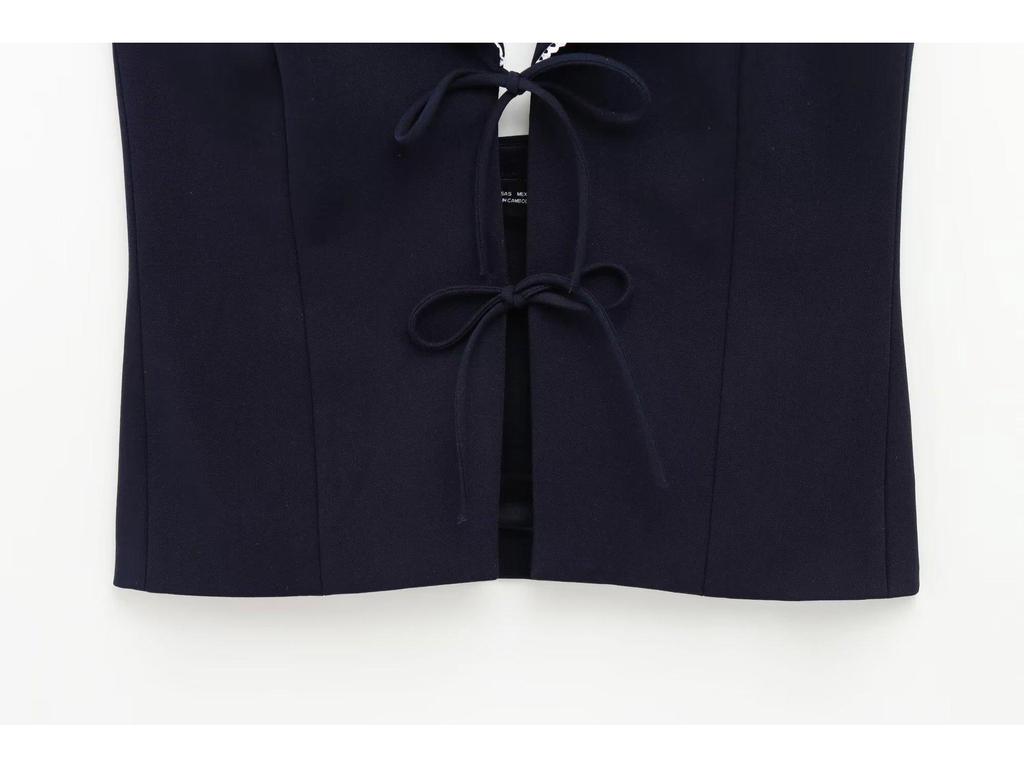 2025 Spring Women's Backless V-Neck Bow Halter Top Camisole