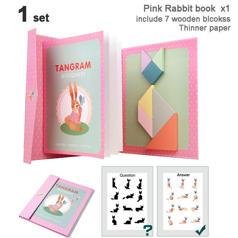 

Magnetic Tangram Puzzle Book New Science and Math Wooden Jigsaw Educational for Kid Learning Logical Game Geometric Shape Block