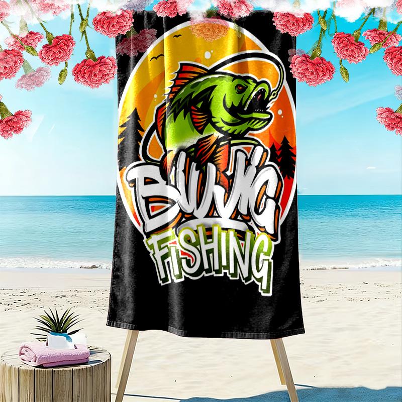 Modern fishing 2D Flat Print Beach Towel, Large Soft Quick Dry Towel for Beach Camping SwimmingZSTJ0915408