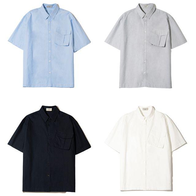 U And Lc Asymmetrical Pocket Oversized Short Sleeve Shirt (4 Colors) Sky Blue/Xl