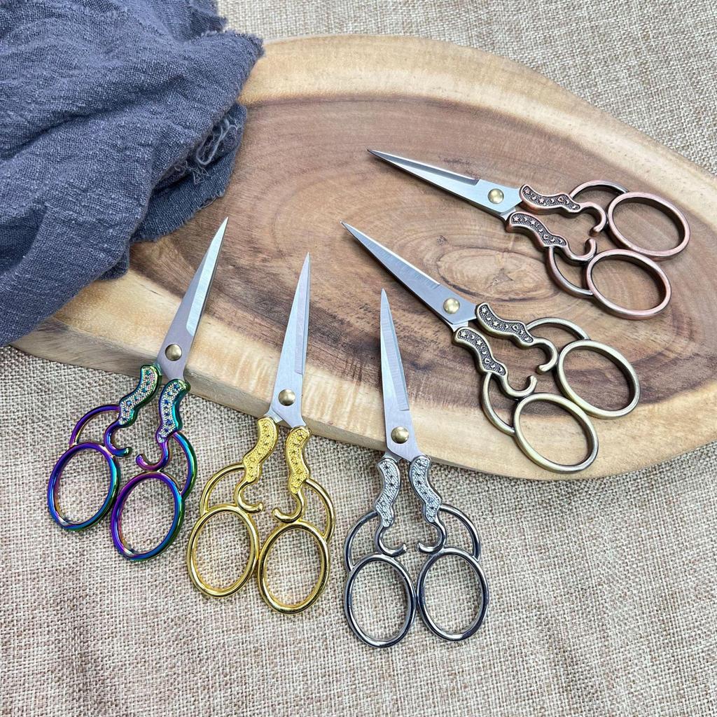 Vintage Stainless Steel Paper-cut Embroidery Scissors Multicolor DIY Handmade Thread Fabric Scissors