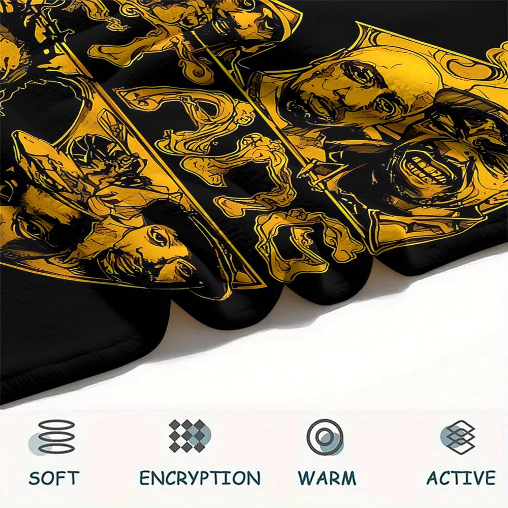1PC Wu-Tang Clan Print Flannel Blanket, High quality All Seasons, Home Decor, Warmth and Comfort, Perfect for Christmas Gifts