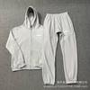 Mens Hooded Zip-Up Sweatshirt Loose Jogger Pants Set Cotton Casual Sportswear Outfit Daily Wear