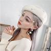 Hat Soft USPOP  Women's Hats Winter Thick Wool Berets Adjustable Size Solid Color Vintage Mesh Yarn Beret Hat