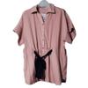 Japanese Single Tail Goods Tencel Short-Sleeved Shirt Women's Lace-up Waist-Controlled Slimming Western Style Top Stylish Niche Style Summer Wear