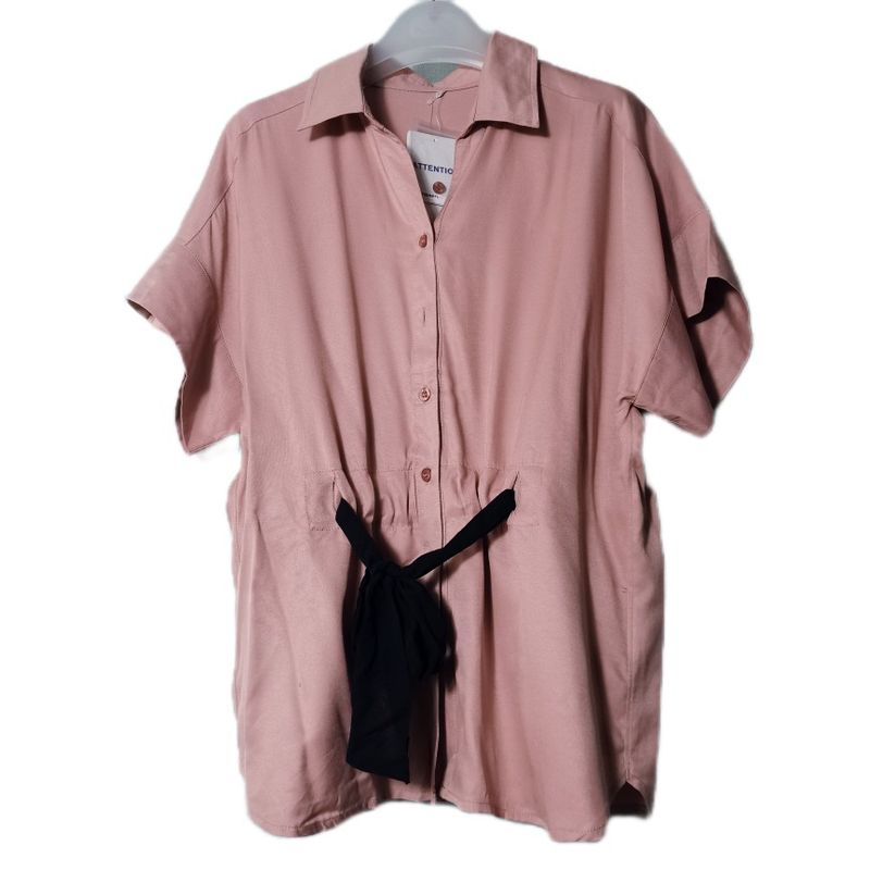 Japanese Single Tail Goods Tencel Short-Sleeved Shirt Women's Lace-up Waist-Controlled Slimming Western Style Top Stylish Niche Style Summer Wear