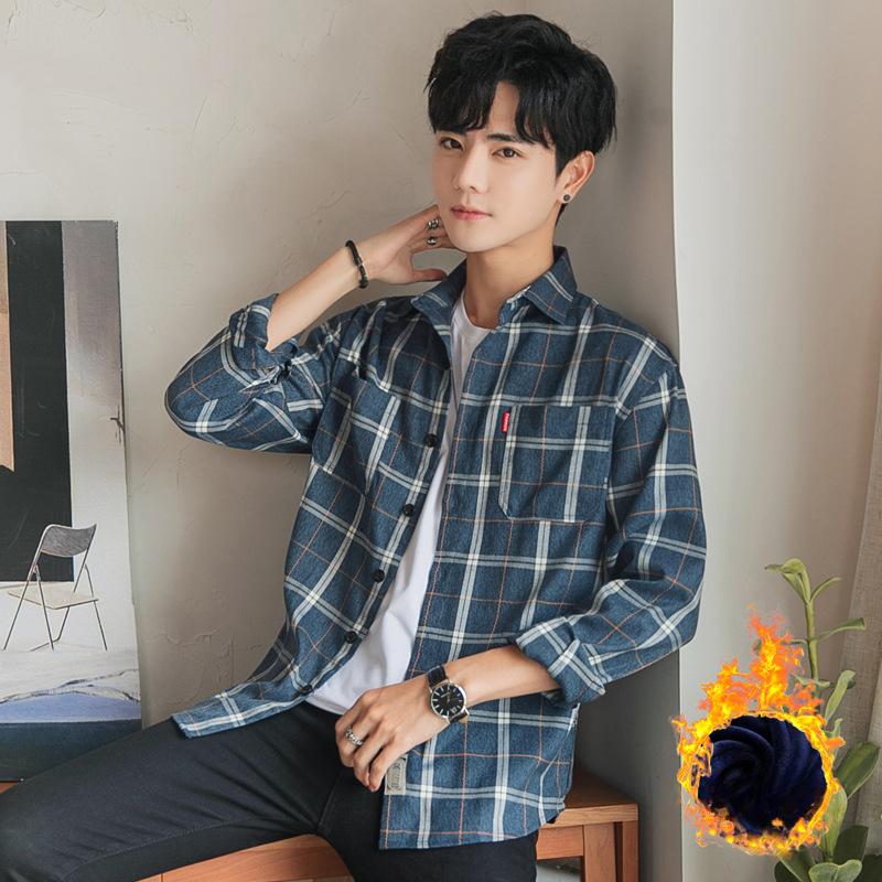 Новая зимняя теплая рубашка в клетку для мужчин — фото 3