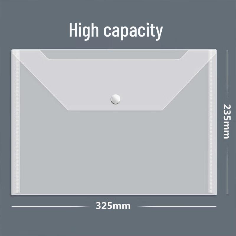 Jingulao A4 Transparent Snap Closure File Folders, 20-Pack