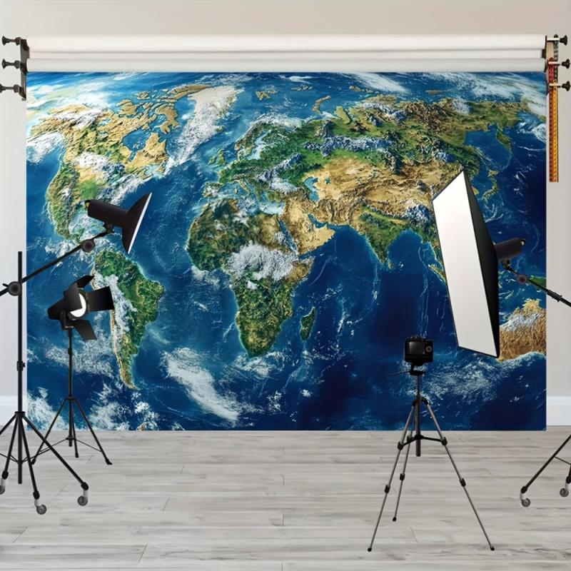 Satellite Earth Map World Map, Tapestry, Photography Background, Wallpaper, Room Decoration Home Decoration 100X70CM