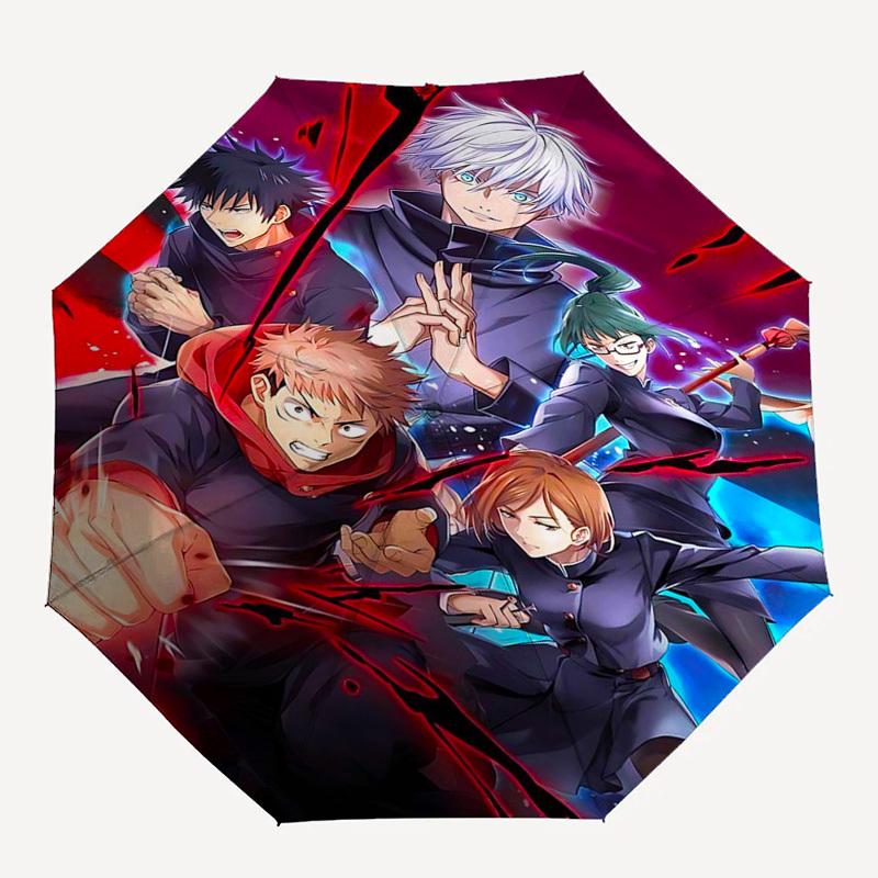 1pc Jujutsu Kaisen Characters Auto-Folding Umbrella Portable 3-Fold Design with Iron Frame, Perfect for Fans, Travelers, Daily Use, and Gifts.M012