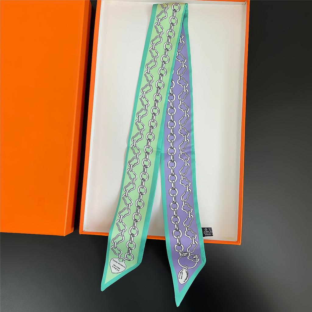 Double Colored Paisley Twill Silk Scarf New Brand Design Luxury Scarf Women Foulard Skinny Bag Scarves Neckerchief Hair Headband