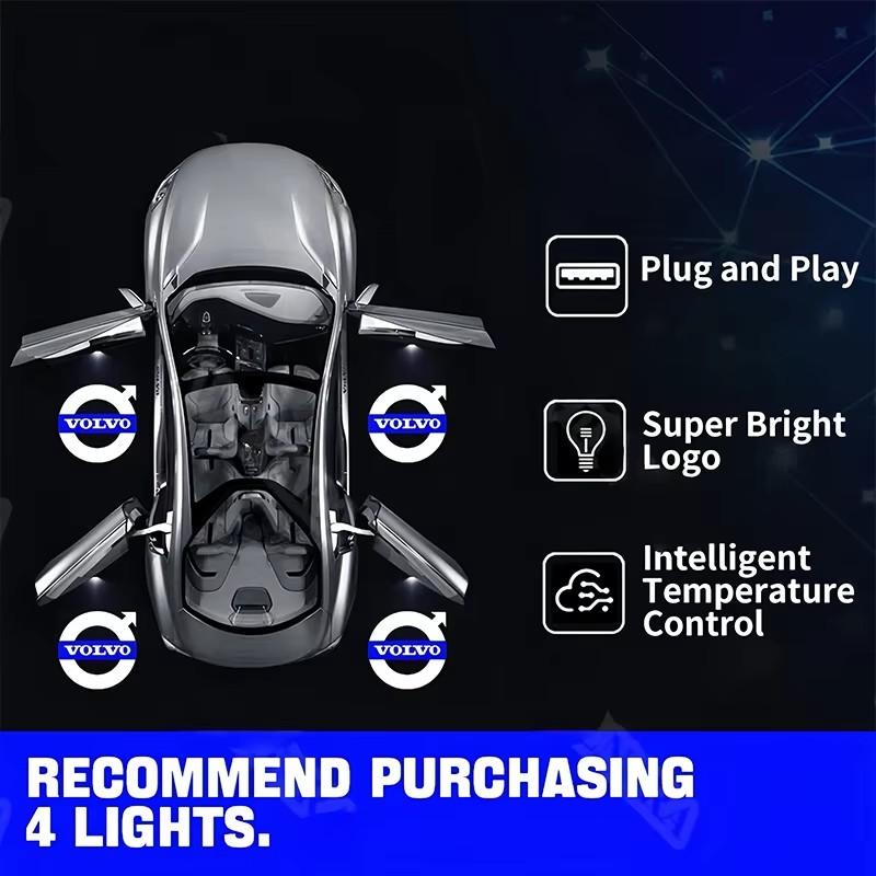 2Pcs HD Car Door Logo Welcome Light Projector Lamps For Volvo XC60 XC40 EX30 V60 V40 XC90 XC70 V50 S60 V70 S90 Olestar AWD S80