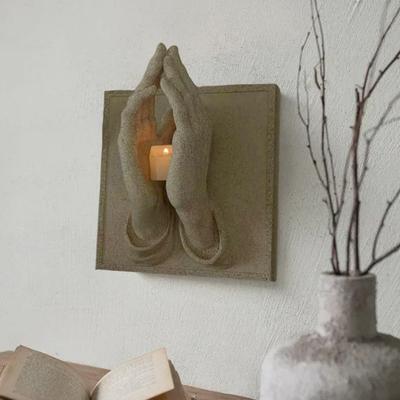 Prayer Hand Candlestick Resin Material Symbol of Faith Emotion Warmth Hope Candle Stand Peaceful Home Accent