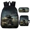 3 stuks Set Spel Anime War Thunder Schooltassen Vecht Tanka Print Rugzakken voor School Tiener Meisjes Jongens World of Tanks Rugzak