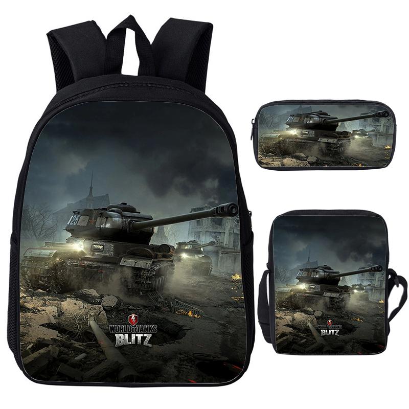 3 stuks Set Spel Anime War Thunder Schooltassen Vecht Tanka Print Rugzakken voor School Tiener Meisjes Jongens World of Tanks Rugzak