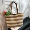 2025 The Latest Popular Textured Large-capacity Straw-woven Foreign-style Portable Tote Bag Trendy Fashion Versatile Thick Rope Shoulder Bag