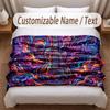 Music Guitar Theme Soft Blanket Personalized Custom Name Text Print Warm Blanket Home Sofa Bedroom Decor