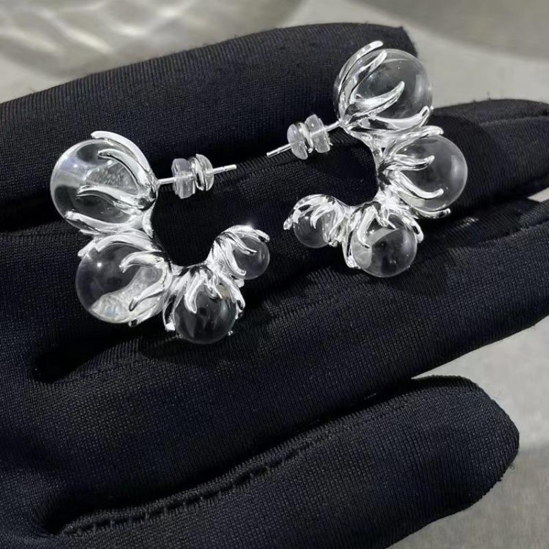 1 Pair Design Fantastic Earrings Ice Permeating Beaded Unique Earrings for Women Personality Earring Exquisite Minimalist