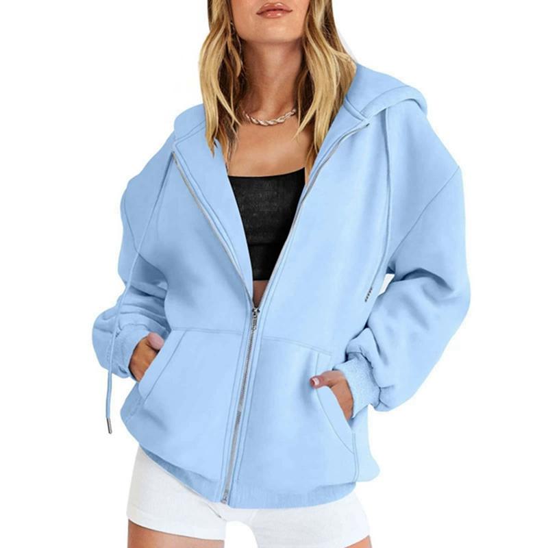 Women s Zipper Hooded Jacket Casual Coat 3XL