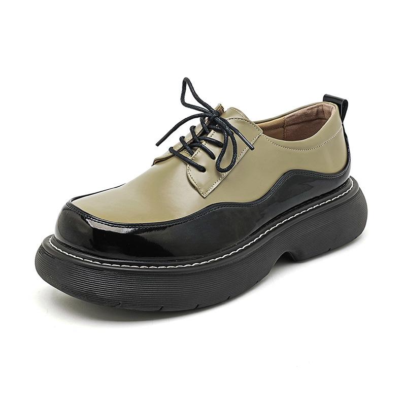Design sense ins trendy color matching casual leather shoes men's platform big head leather shoes niche big head leather shoes 96593-A