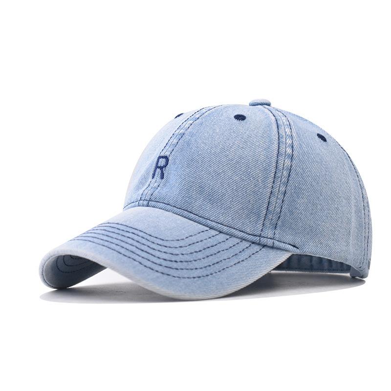 

Бейсболка с вышитой буквой R в корейском стиле для мужчин и женщин, весна, лето и осень, простая и универсальная, индивидуальная кепка с защитой от солнца Adjustable