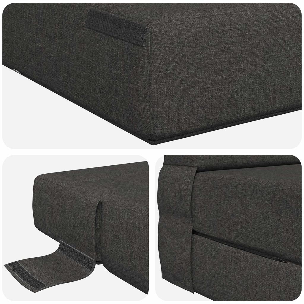 Folding Sofa Bed Dark Grey 152 x 86.5 x 60 cm Fabric