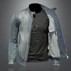 New Fashion Slim Fit Bărbați Gât în ​​picioare Fermoar Jachetă Harley Motocicletă Denim Jachetă Bărbați