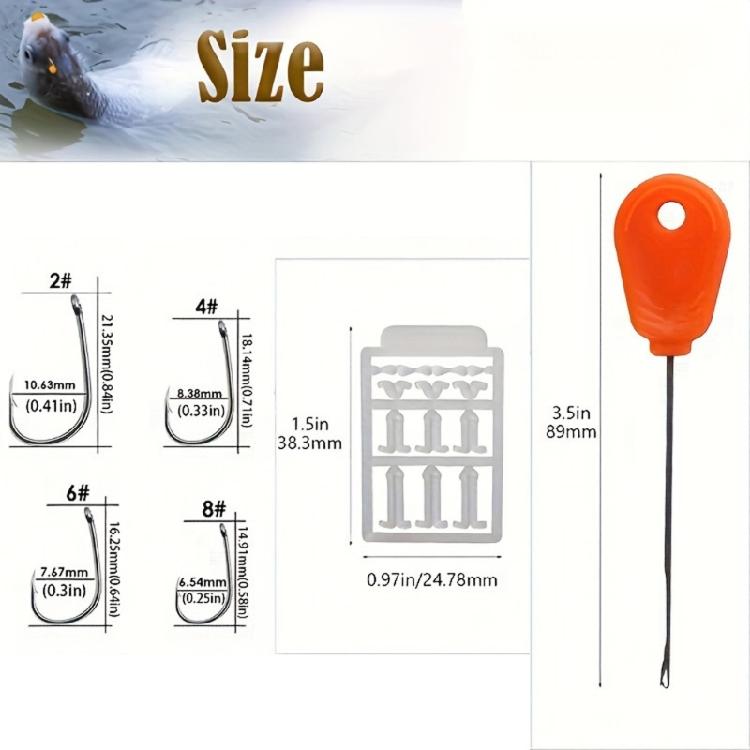 Fishing Equipment Include Hook Boilie Stop Line and Baiting Needle 2#/4#/6#/8# Pre-Tied Baits Rigs Fishing Hair Rig