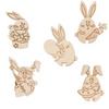 Five Styles Of 20 Rabbit-shaped Wooden Slices, Rabbit Slices Diy Unfinished Indoor Rabbit Handicrafts