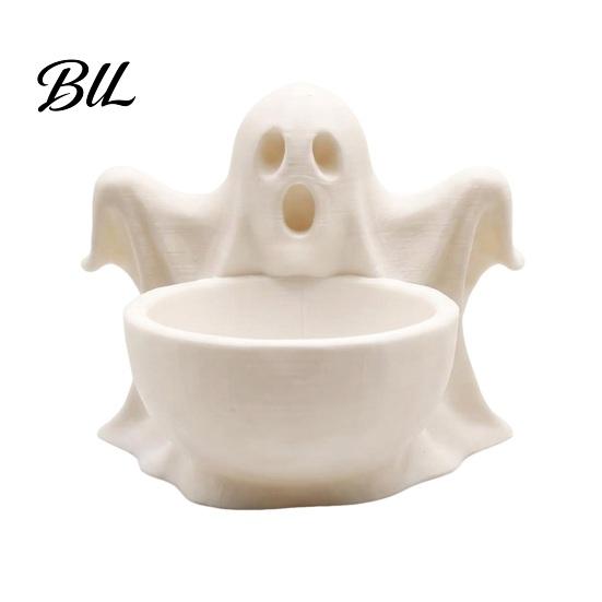 Ghost Theme Room Accents 3D Printed Storage Ornament, Cute Candy Bowl, Halloween Desktop DIY Hand Painted Crafts Jewelry Holder, Creative Desk