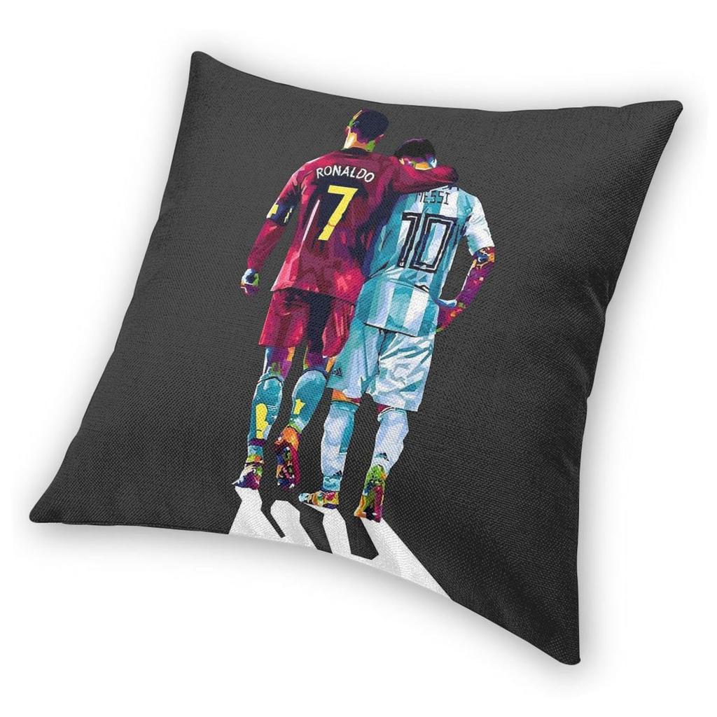 Cristiano Ronaldo Lionel Messi Square Pillowcase Polyester Linen Velvet Printed Zip Decor Home Cushion Cover