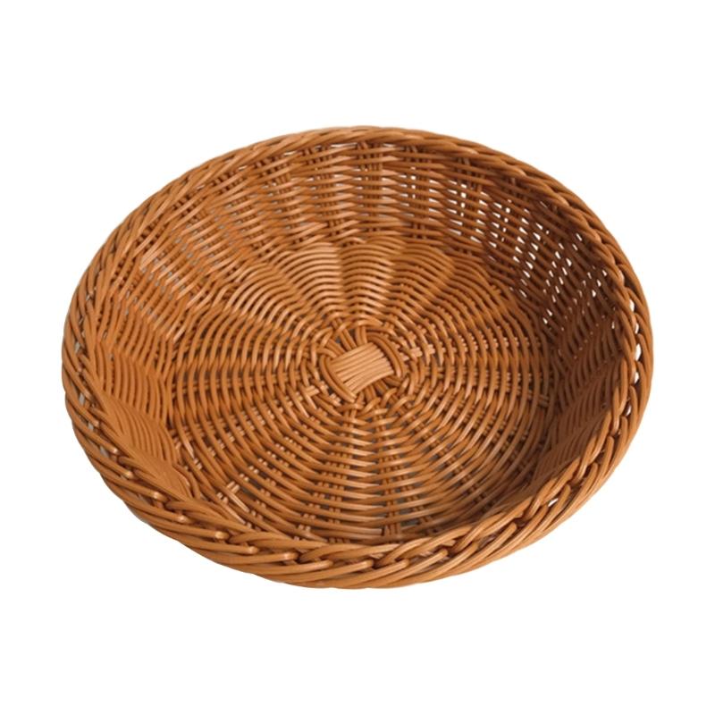 Wicker Storage Basket For Fruits Bread Vegetables Natural Rattan Basket for Storage Bowl Keys Round Wicker Basket L
