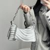 High-end Fashionable Silver Small Bag for Women 2024 New Versatile Chain Shoulder Underarm Bag Crossbody Bag Trendy