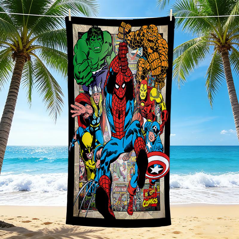 1Pc Superhero Comic Characters Beach Towel, Quick Dry, Multi-Use for Beach Pool Gym Yoga Home Travel, Christmas, Halloween, Xmas Gift Em92838