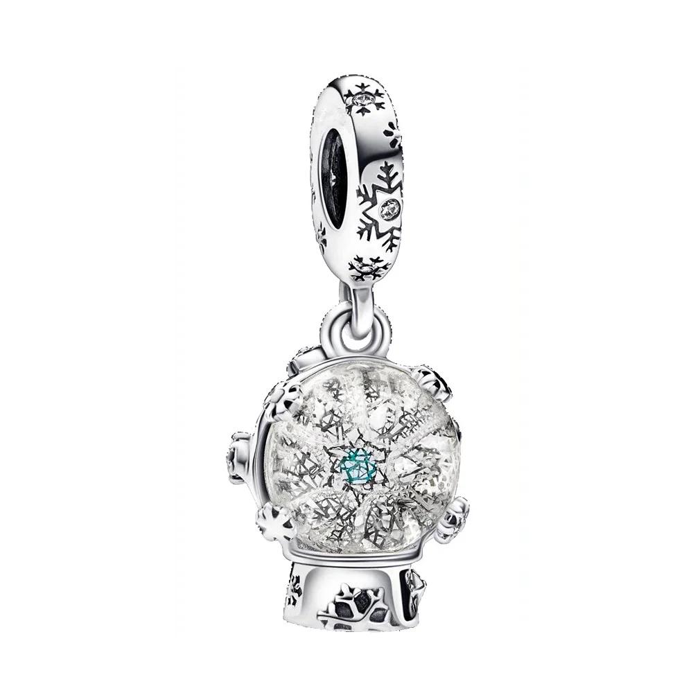 925 Silver Gold Transparent Love Snowflake Charm Beads DIY Bracelet Jewelry Making Gift for Women