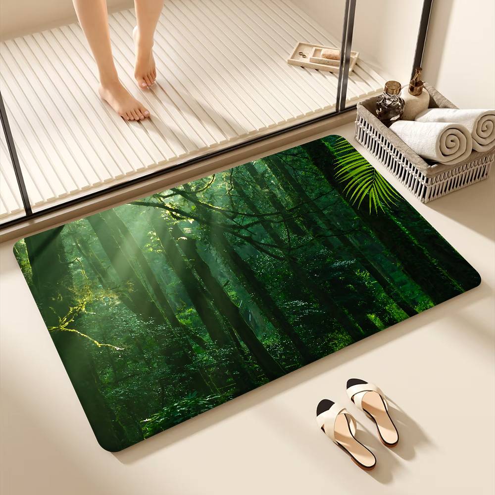 Rainforest Landscape Door Mat Anti-slip Absorb Water Long Strip Cushion Bedroon Mat Bedside Mats