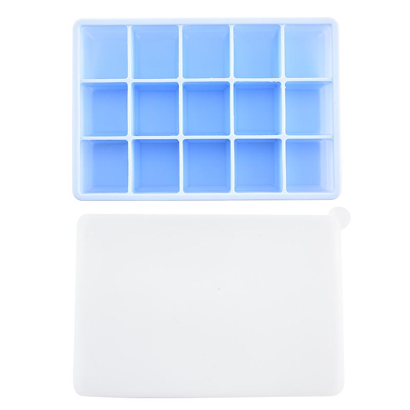 Silikon 15-facks iskubslåda med lock - Luktresistent, Antibakteriell, Fack för fyrkantiga isstavar