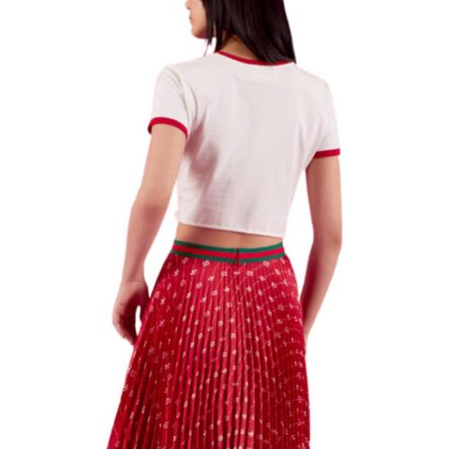 Gucci X SS22 Koszulka Cropped z Nadrukiem LOGO Damska Biała