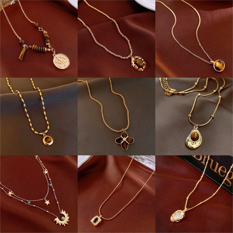 Retro Tiger Eye Stainless Steel Necklace - Light Luxury, Versatile Clavicle Chain Jewelry