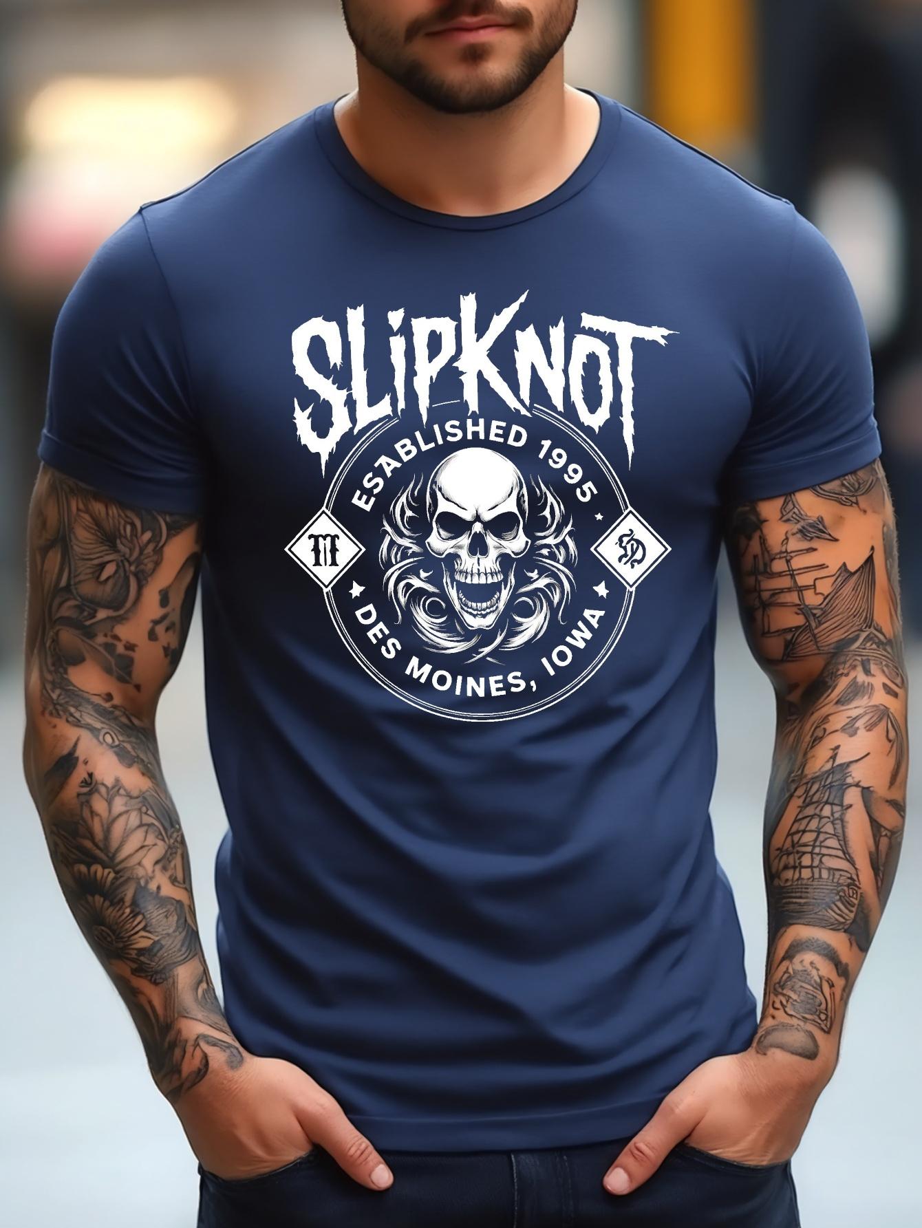 lie Heavy Metal Graphic T-shirt - Slipknot Inspired Skull Print Tee XXXXL