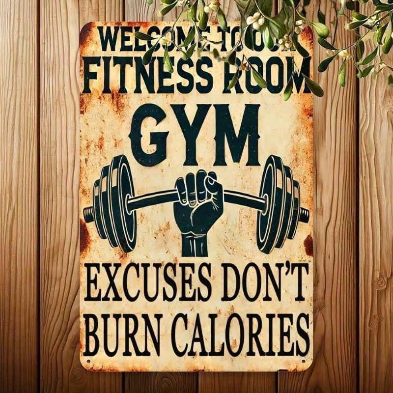 Vintage Gym Motivational Metal Wall Decor Sign