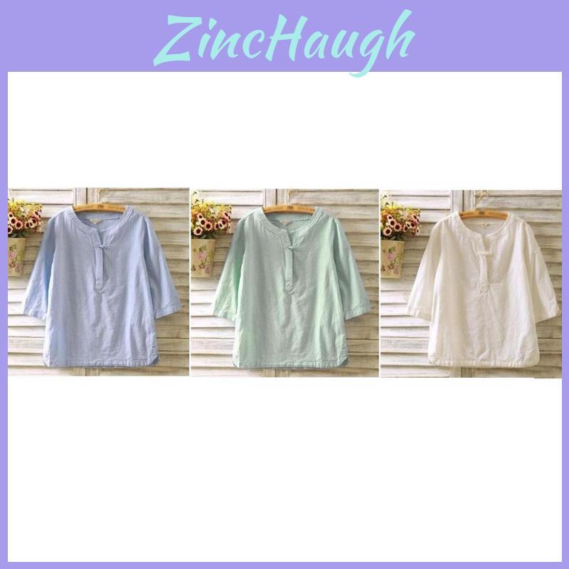 Stylish Womens Vintage Cotton Linen Shirt With Comfortable Loose Sleeves