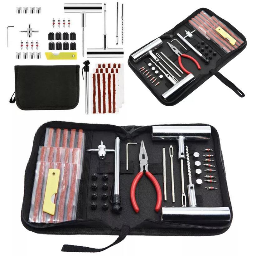 24, 46, 62-Piece Tire Repair Kit: First Aid, Tools, Cloth Bag for Car, Motorcycle & Electric Vehicle