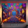 2D plane, 1 piece of Mexican Day of the Dead background fabric - Large, durable polyester fabric altar decoration